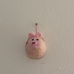 Needle Felted Christmas Pig Ornament