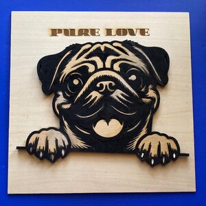 Laser Engraved Pug Wall Hanging Dog Lovers Gift Pug Lovers Gift
