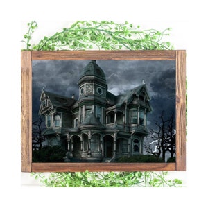 Haunted House, Halloween Wall Art, Vintage Halloween Print, PRINTABLE Halloween painting, Wall Art Download, Halloween Art Download