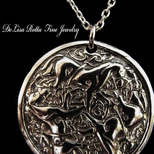 Recycled Silver Epona Celtic Horse Goddess Pendant Necklace