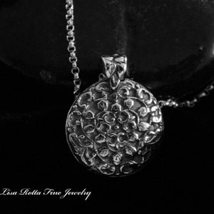 Recycled Silver Fine Silver Antique Floral Pendant Necklace image 2