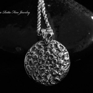 Recycled Silver Fine Silver Antique Floral Pendant Necklace image 1