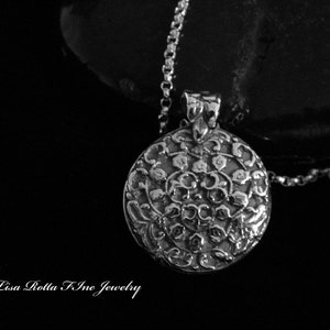 Recycled Silver Fine Silver Antique Floral Pendant Necklace image 3