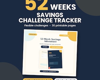 52-Wochen-Spar-Challenge: Druckbare, flexible Spar-Tracker-Vorlage
