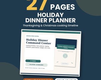 ホリデーディナープランナー（印刷可能）、感謝祭とクリスマスの料理タイムライン、ホストチェックリスト（PDF）