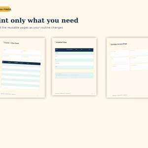 Puede incluir: Tres p&aacute;ginas de planificaci&oacute;n financiera imprimibles con fondos crema, encabezados azul oscuro y detalles en azul claro. El texto incluye 'AURORA FINDS', 'Print only what you need', 'Travel + Fun Fund', 'Windfall Plan' y 'Savings Victory Page'.