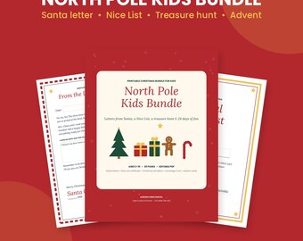 Letter From Santa Editable, Nice List Certificate, Christmas Scavenger Hunt, Advent Activity Cards, Christmas Elf Letters Printable Bundle