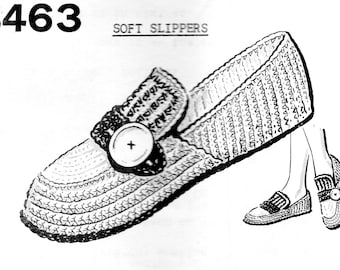 Vintage Crochet Slippers Pattern 5463
