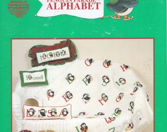 Penguin Parade Alphabet Christmas Ornaments Cross Stitch Pattern Book by Gloria & Pat - Collectible Pattern