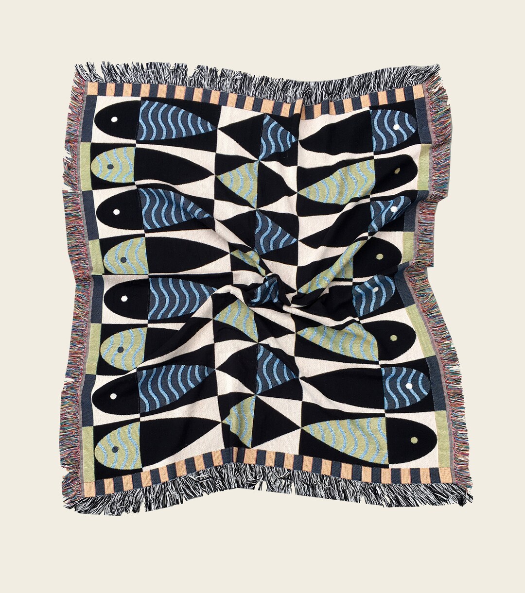 Fish Throw Blanket Modern Woven Throw Fisherman Gift Woven Etsy