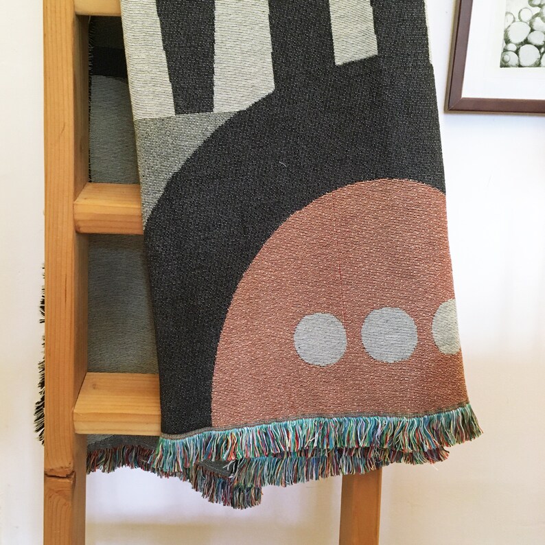 Scandinavian Woven Throw Blanket Mid-Century Modern Gift for Housewarming Throw Blanket Wedding Gift image 2