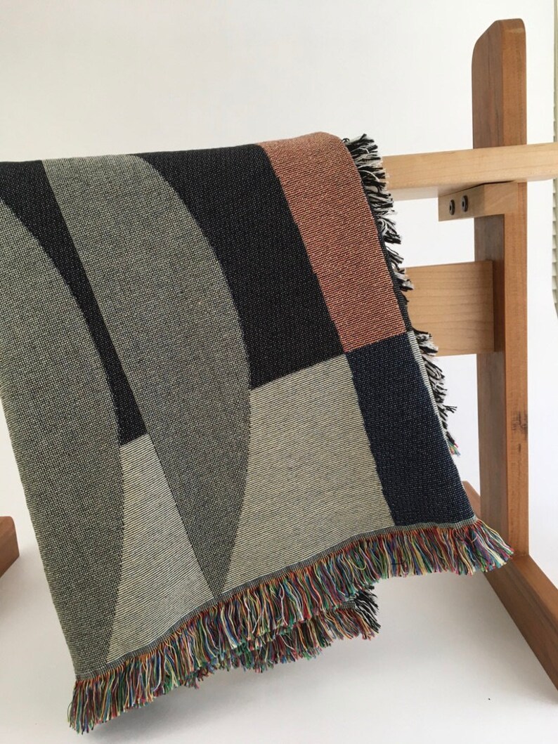 Scandinavian Woven Throw Blanket Mid-Century Modern Gift for Housewarming Throw Blanket Wedding Gift image 8