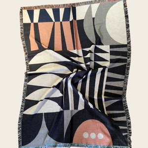 Scandinavian Woven Throw Blanket Mid-Century Modern Gift for Housewarming Throw Blanket Wedding Gift image 1
