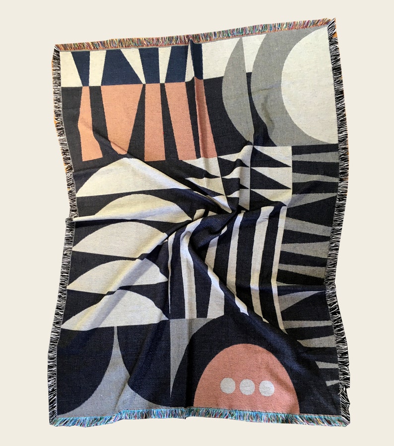 Scandinavian Woven Throw Blanket Mid-Century Modern Gift for Housewarming Throw Blanket Wedding Gift image 1