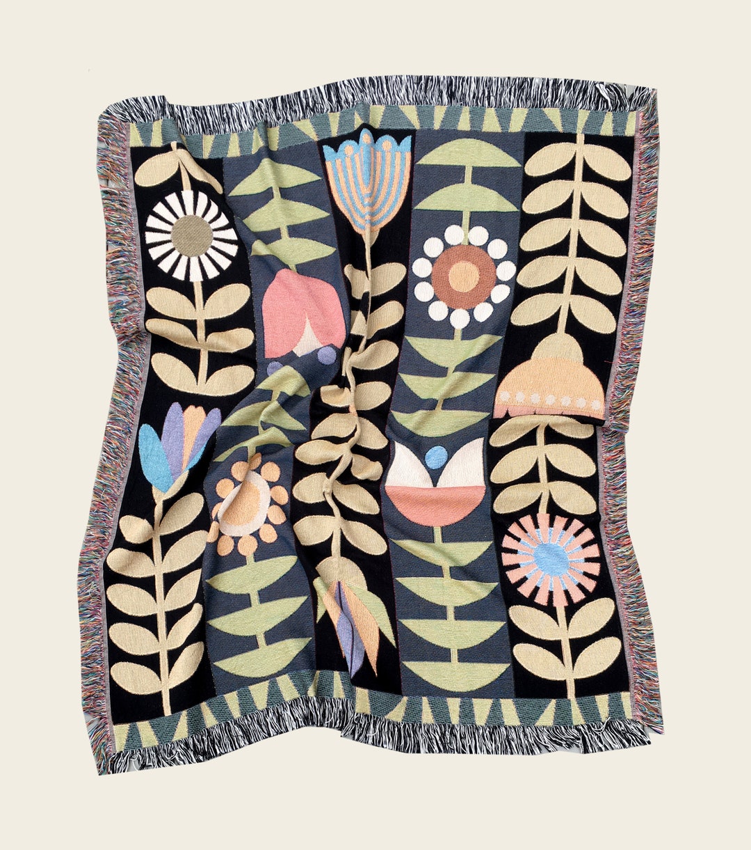 Folk Art Throw Blanket Gardener Gift Flower Throw Blanket Kids Bed Room