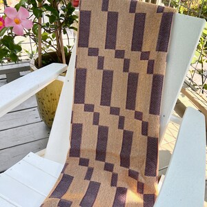 Modern Woven Throw Blanket Checked Blanket Cottage Throw Blanket Geometric Sofa Throw in Peach and Lavender image 3