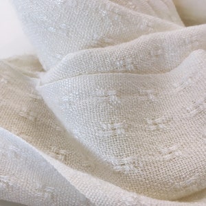 Handwoven White Wedding Scarf with Fringe image 2