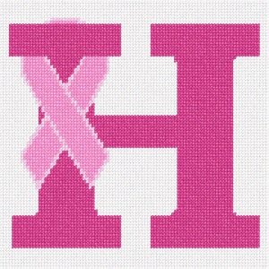 Needlepoint Kit or Canvas: Letter H Hope Ribbon