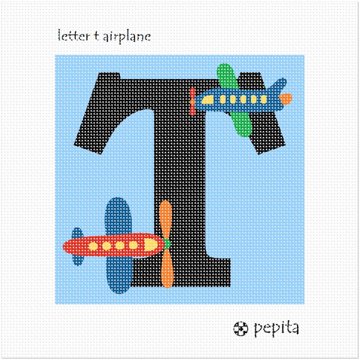 Letter D Airplane Needlepoint Kit or Canvas