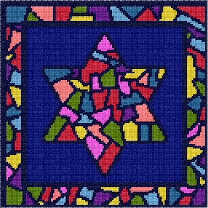 Needlepoint Kit or Canvas: Tefillin Stained Glass