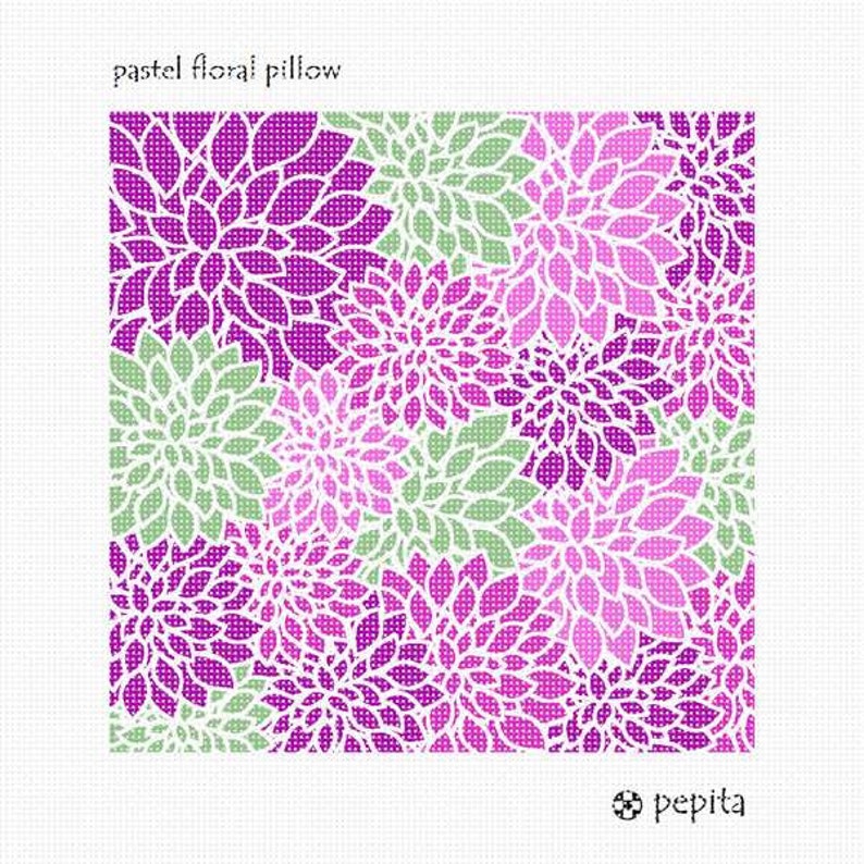 Needlepoint Kit or Canvas: Pastel Floral Pillow image 2