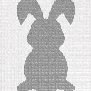 Needlepoint Kit or Canvas: Beginner Bunny Rabbit Grey Pom Pom Tail