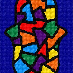 Needlepoint Kit or Canvas: Hamsa Stained Glass image 1