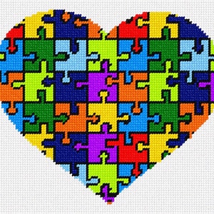 Needlepoint Kit or Canvas: Heart Puzzle