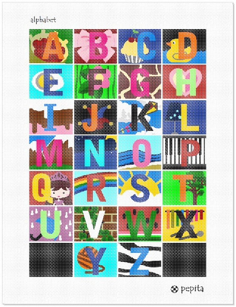 Needlepoint Kit or Canvas: Alphabet | Etsy