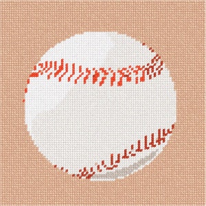 May include: A white baseball with red stitching. The baseball is on a light brown background.