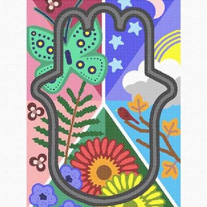 Needlepoint Kit or Canvas: Hamsa Nature