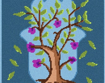 Needlepoint Kit or Canvas: Hamsa Tree Of Life