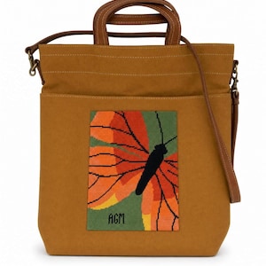 Needlepoint Kit or Canvas: Orange Butterfly Art