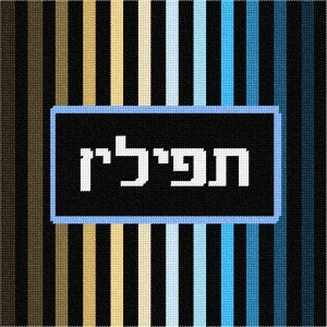 Needlepoint Kit or Canvas: Tefillin Ombre Colorbars Rectangle