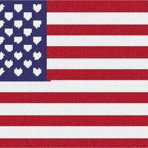 Needlepoint Kit or Canvas: American Flag Hearts