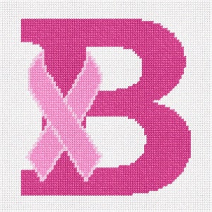 Needlepoint Kit or Canvas: Letter B Hope Ribbon
