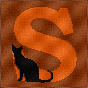 Needlepoint Kit or Canvas: Letter S Black Cat