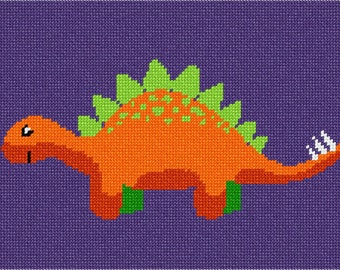 Needlepoint Kit or Canvas: Beginner Dinosaur