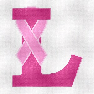 Needlepoint Kit or Canvas: Letter L Hope Ribbon