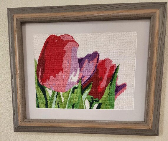 Pepita Needlepoint Kit – 'About Tulips' Design, 12x9 Inch Stitch Area With DMC Thread & Needle