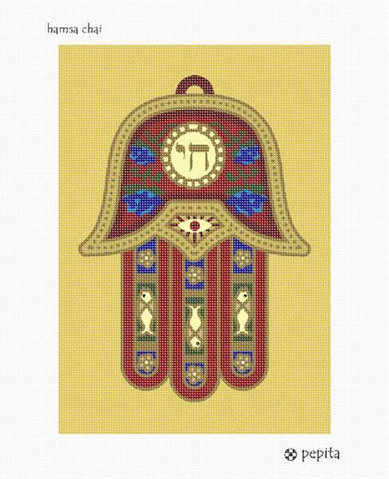 Needlepoint Kit or Canvas Hamsa Chai Etsy