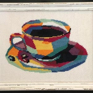 Needlepoint Kit or Canvas: Coffee Cup In Shapes