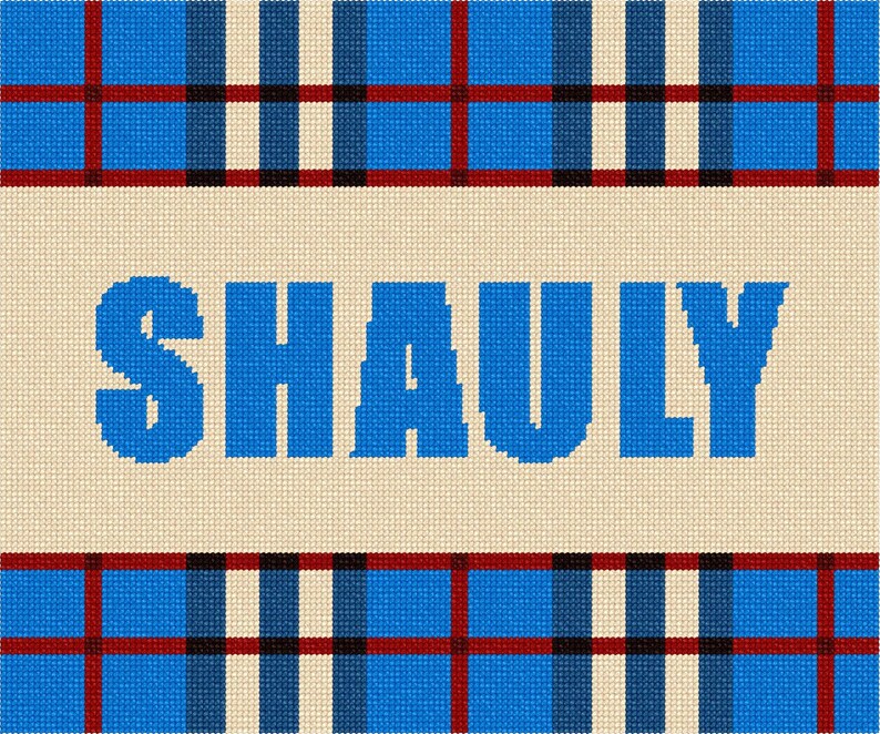 Needlepoint Kit or Canvas Custom Name Tartan