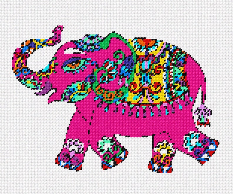Needlepoint Kit or Canvas Elephant in Celebration Etsy