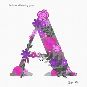 Needlepoint Kit or Canvas: The Letter A Flowering Greys