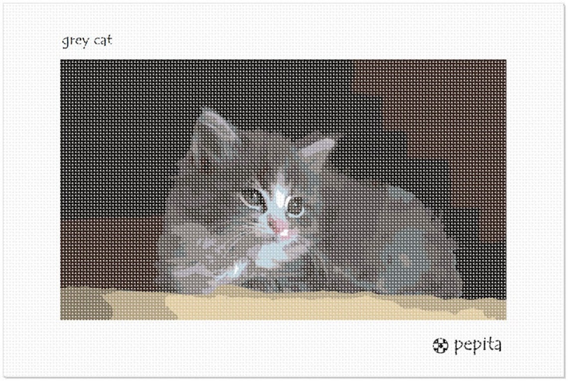 Needlepoint Kit or Canvas Grey Cat Etsy