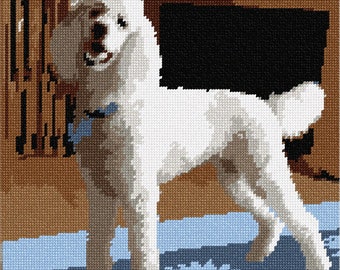 Needlepoint Kit or Canvas: Cosmo The White Poodle