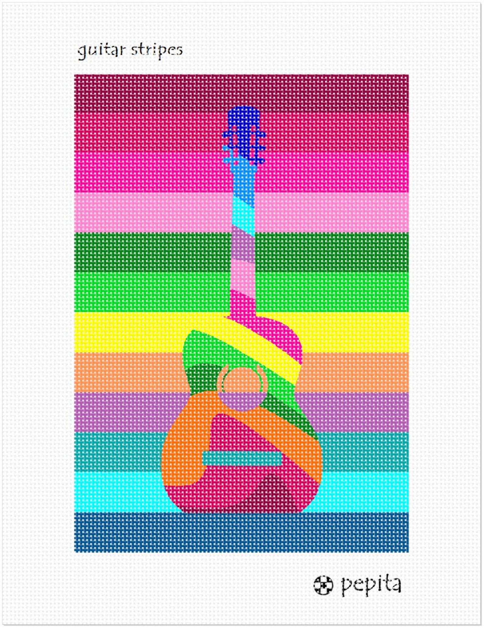 Needlepoint Kit or Canvas Guitar Stripes Etsy