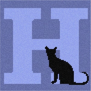 Needlepoint Kit or Canvas: Letter H Black Cat