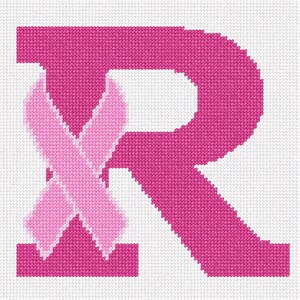 Needlepoint Kit or Canvas: Letter R Hope Ribbon